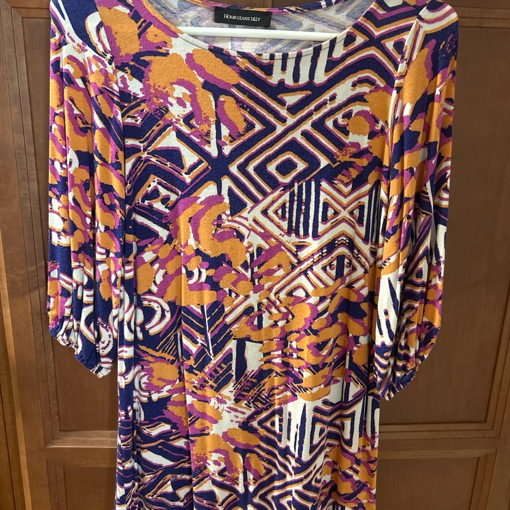 Hourglass Lilly Multicolor Geometric Midi Dress